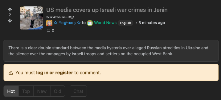 lemmy post by @yogthos US media covers up Israeli war crimes in Jenin